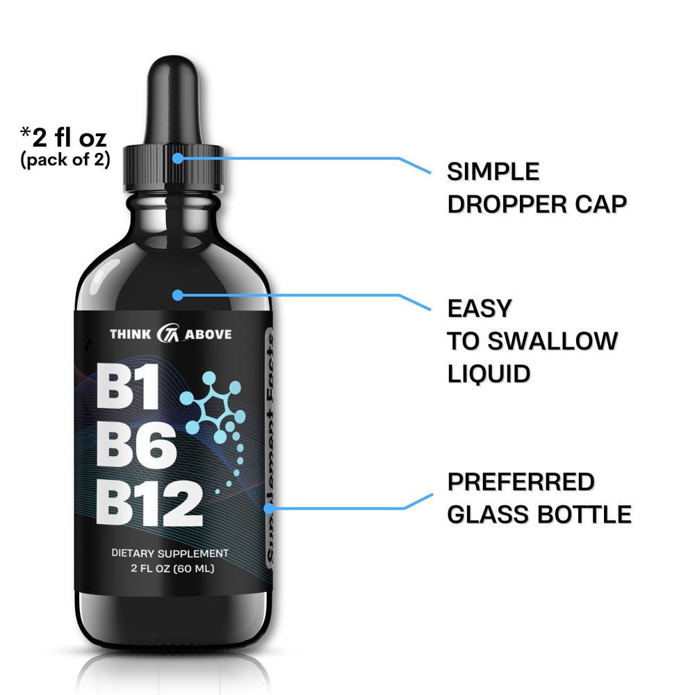 Glass bottle with dropper for B1 B6 B12 vitamin liquid drops