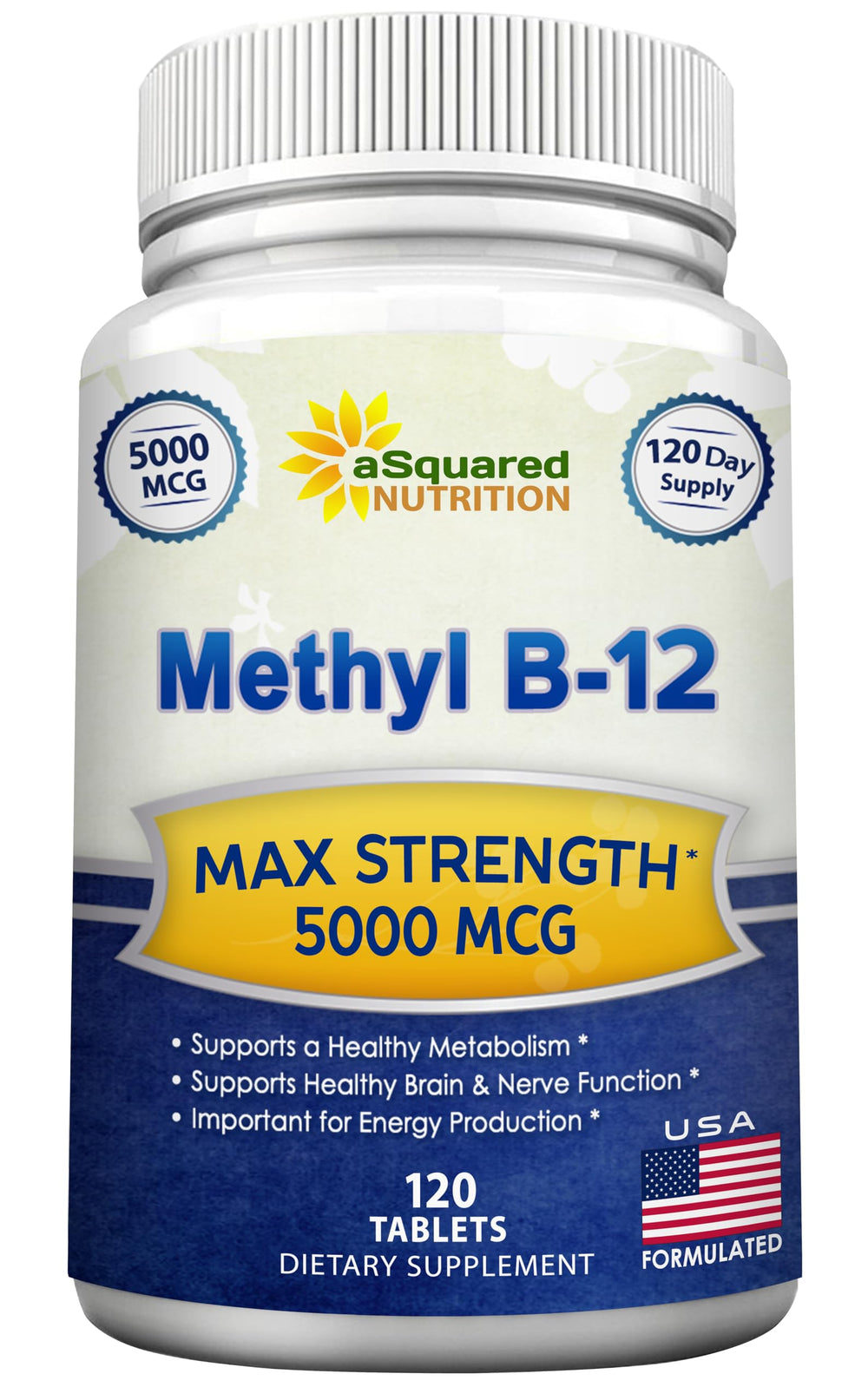 Vitamin B12 5000 mcg methylcobalamin tablets – 120 count