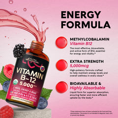 Berry flavor B12 drops energy, focus infographic