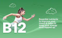 Vitamin B12 with folic acid (B9) for energy and mood