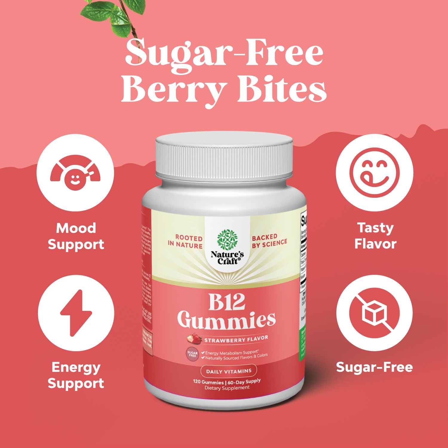 Two B12 gummies illustrating serving size