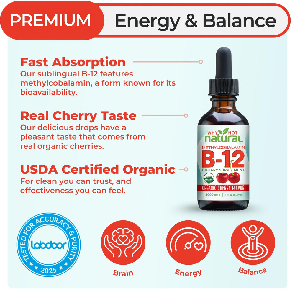 Sublingual Vitamin B12 drops in amber bottle with dosage marks