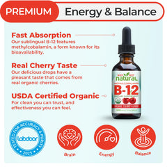 Sublingual Vitamin B12 drops in amber bottle with dosage marks