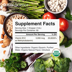 Dropper dispensing B12 liquid under tongue for sublingual use