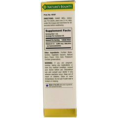 Nutrition facts panel for Nature's Bounty B-12 Sublingual Liquid