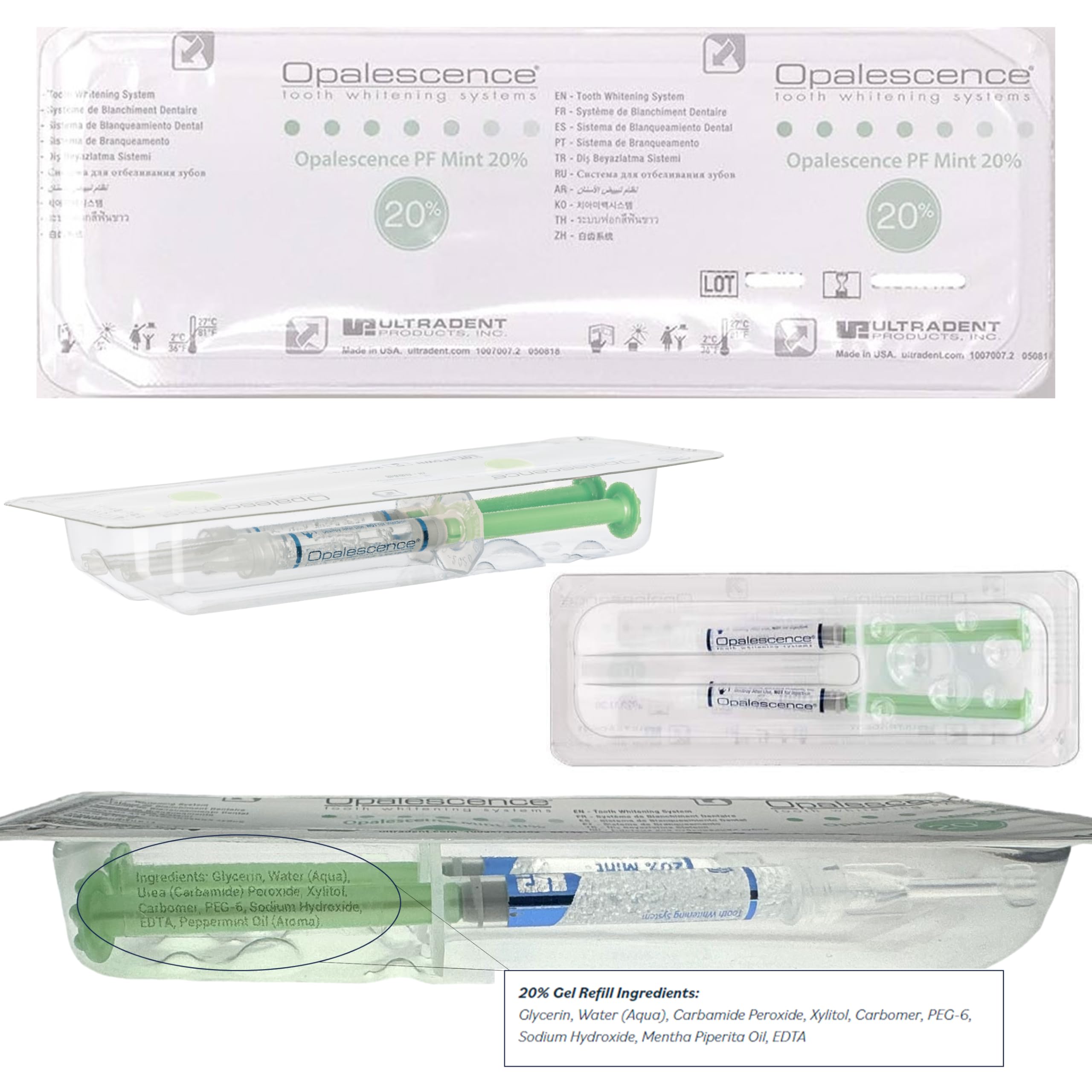 Opalescence 20% Teeth Whitening Refill Kit (4 Syringes) – Mint Flavor | Ultradent B-5196-4