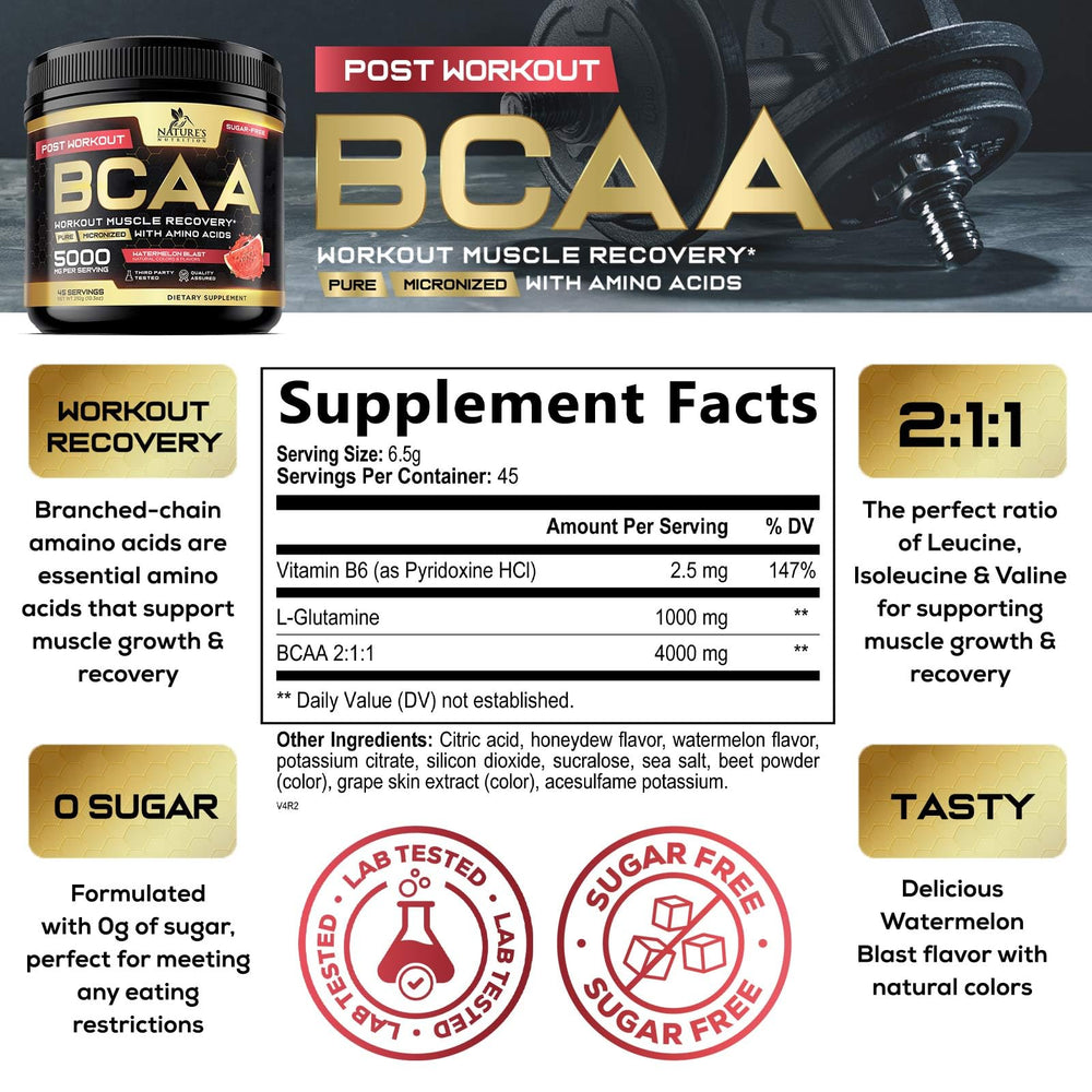 Close-up of BCAA amino acids blend powder scoop