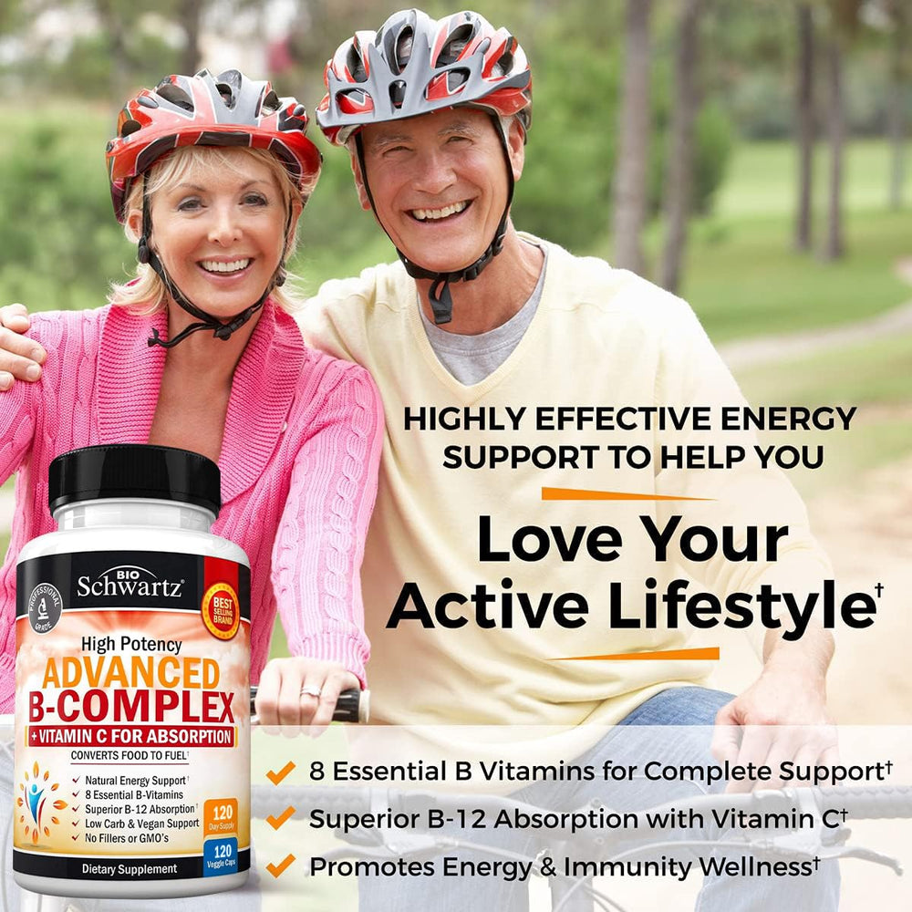 Close-up of B Complex label highlighting methylcobalamin B12 and folate