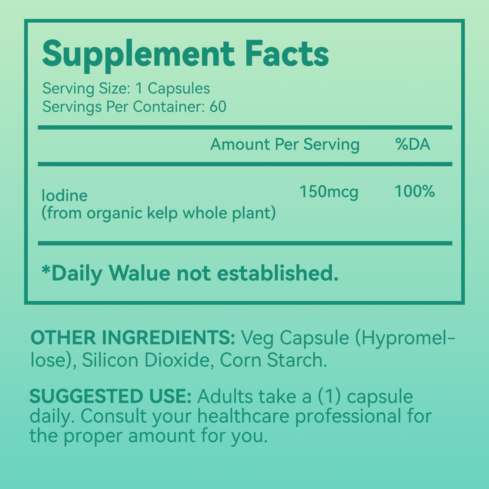 Close-up of vegan iodine capsules