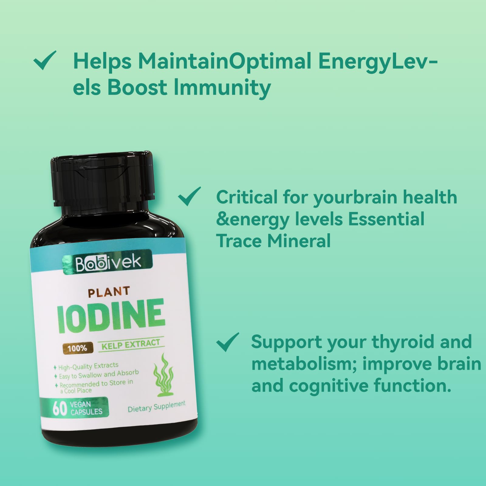 Sea kelp extract used in iodine supplement for thyroid support