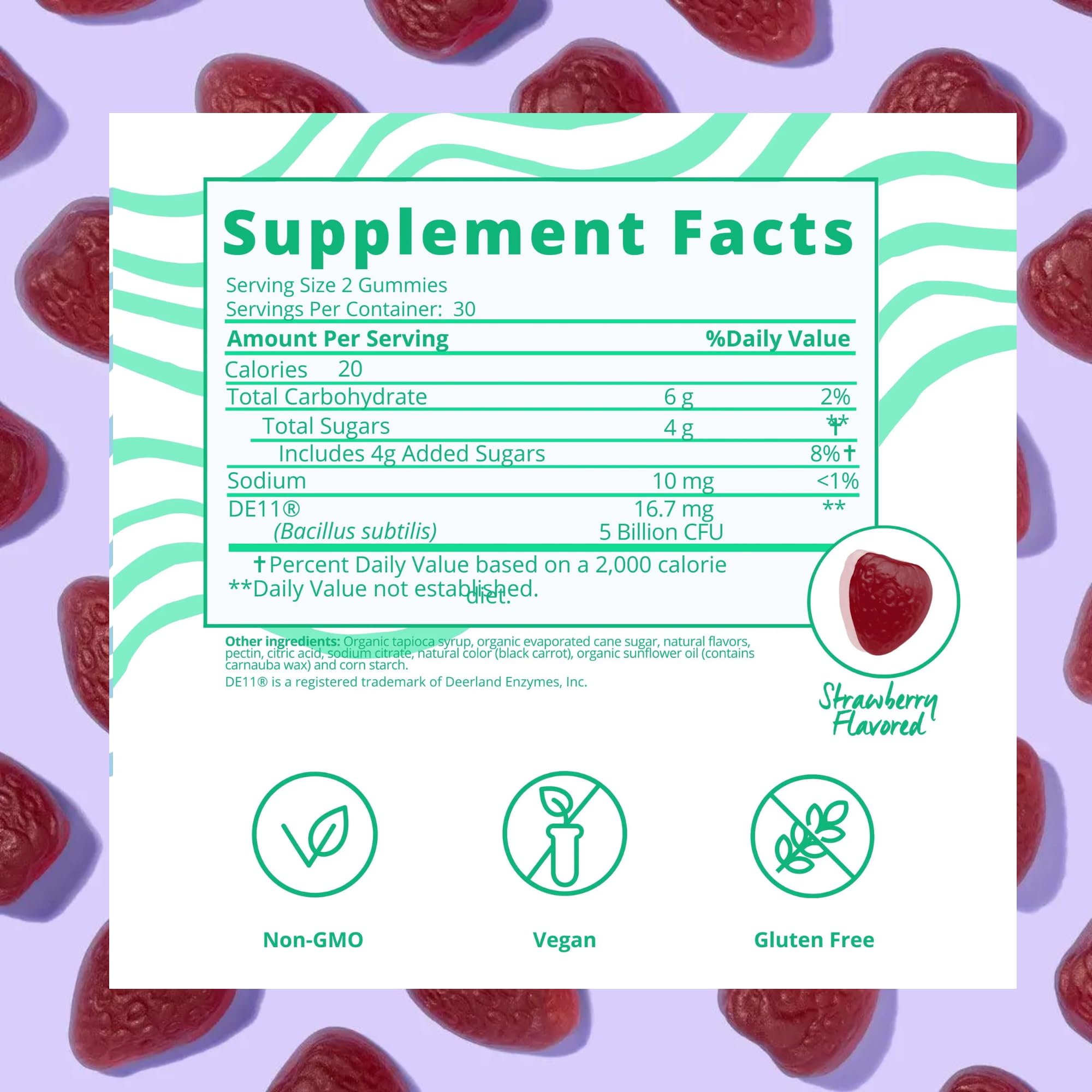 Label highlight: 5 Billion CFU DE111 Bacillus subtilis