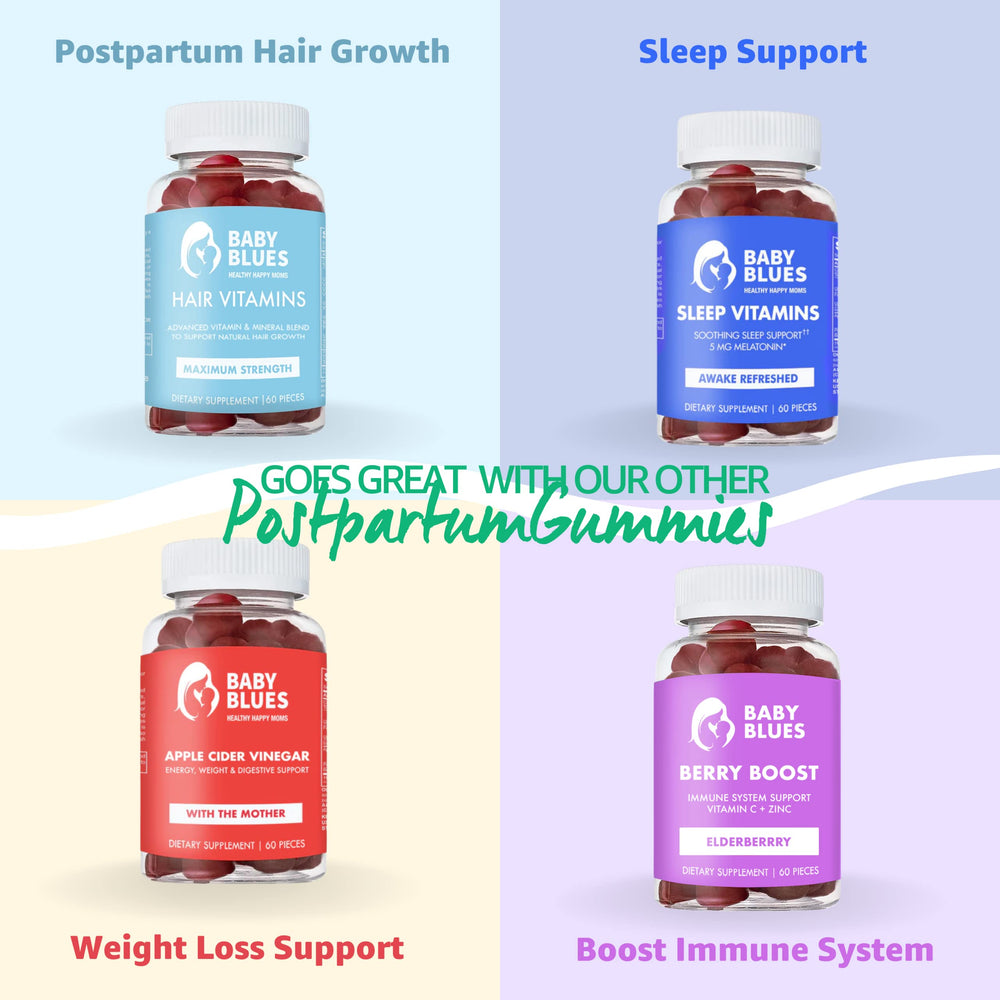 Product packaging featuring moms wellness messaging and branding