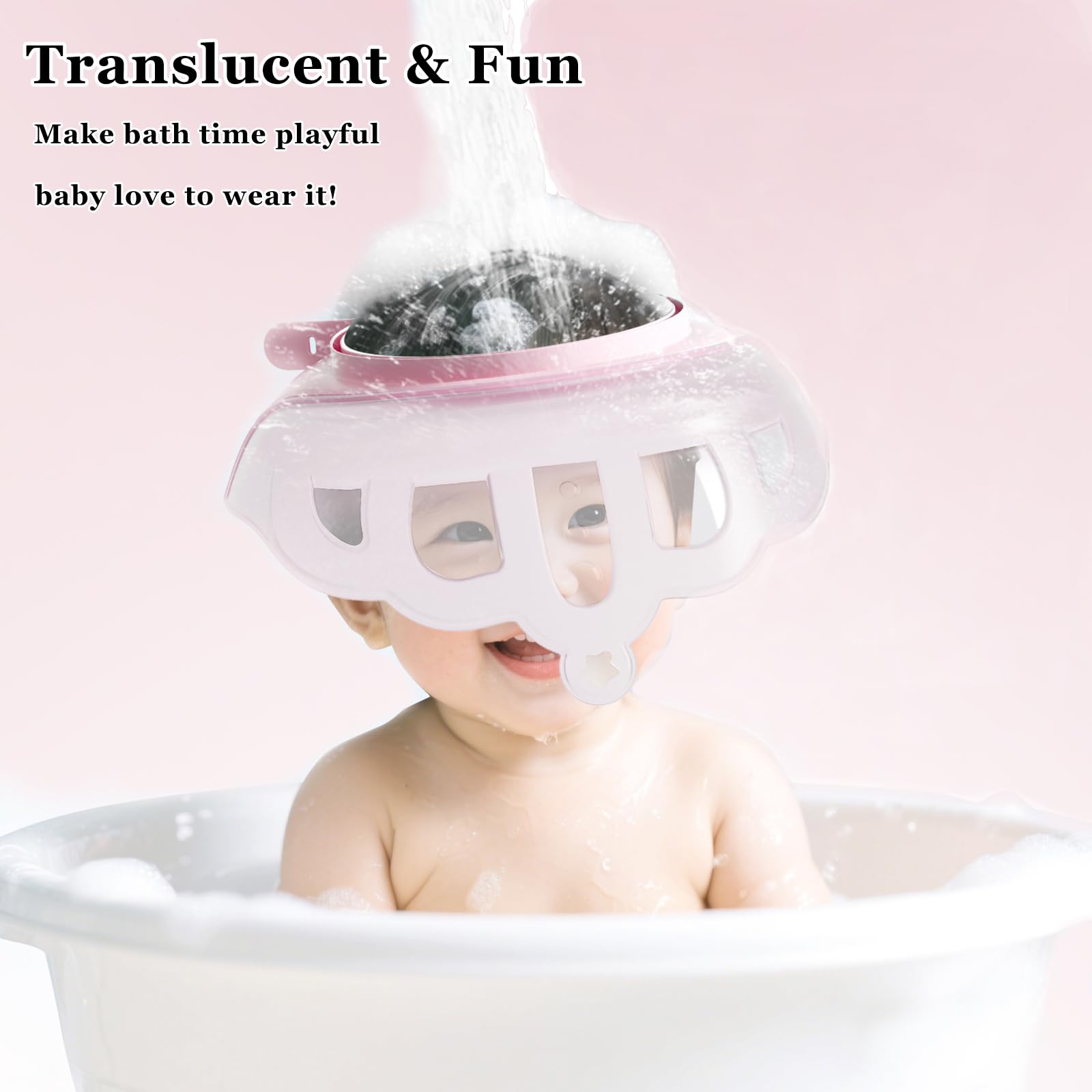 Shower cap with double draining design to keep eyes and ears dry
