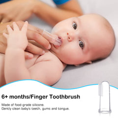 Finger toothbrushes helping parents clean baby's teeth easily