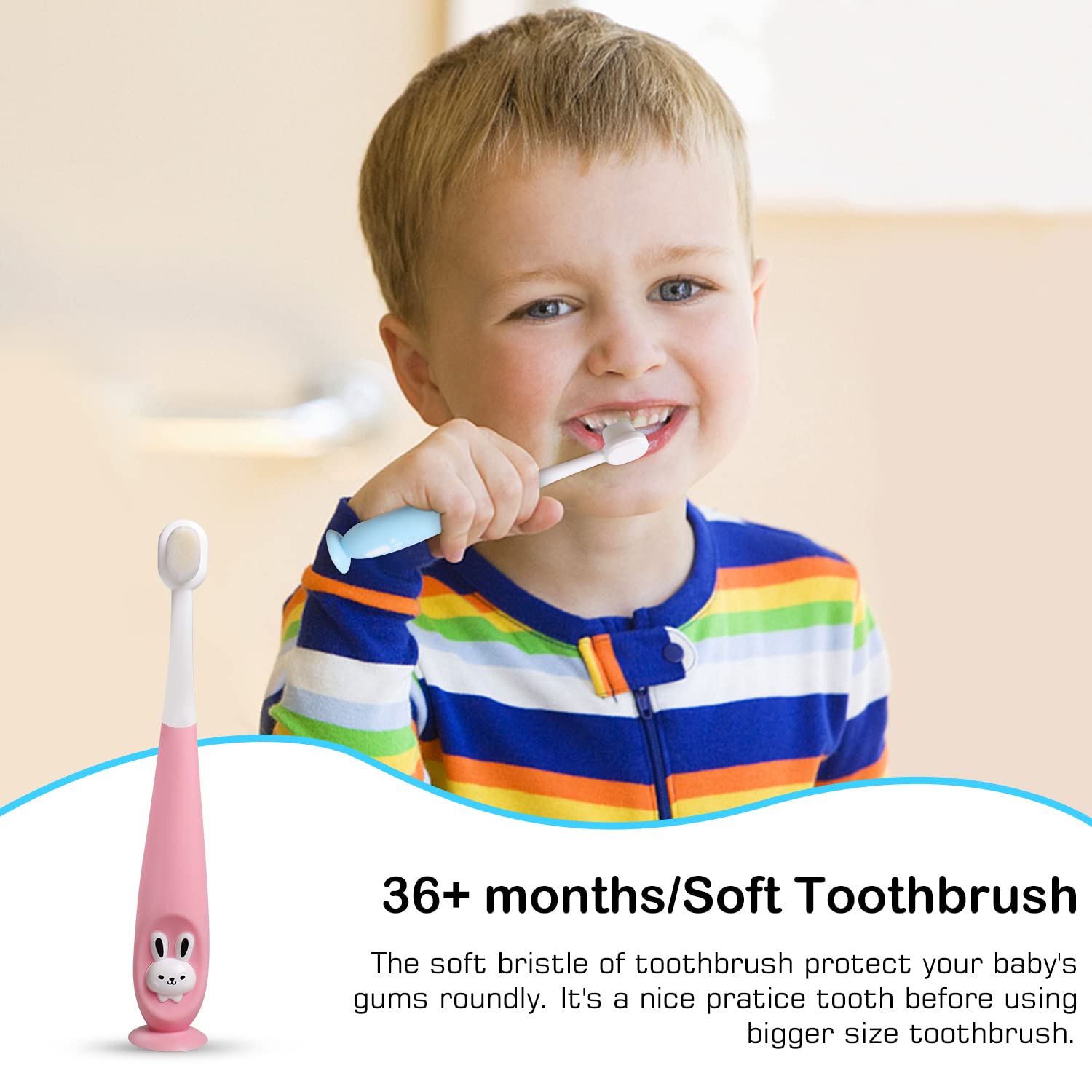 Gentle cleaning of baby teeth with soft bristles