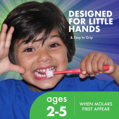 Baby toothbrush blue mint yellow front view