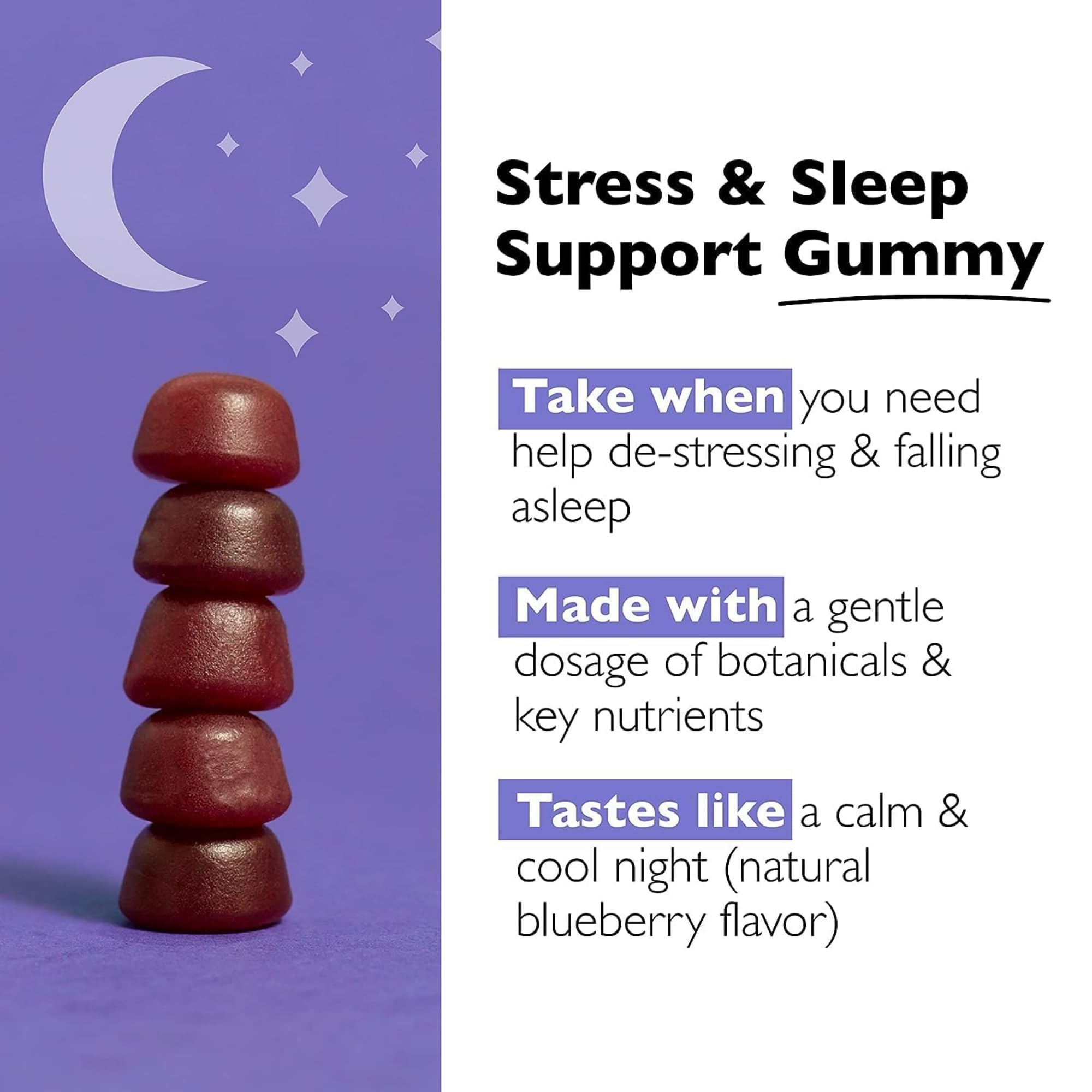 Front view of Bach RESCUE PLUS Sleep & Stress Gummies bottle with label