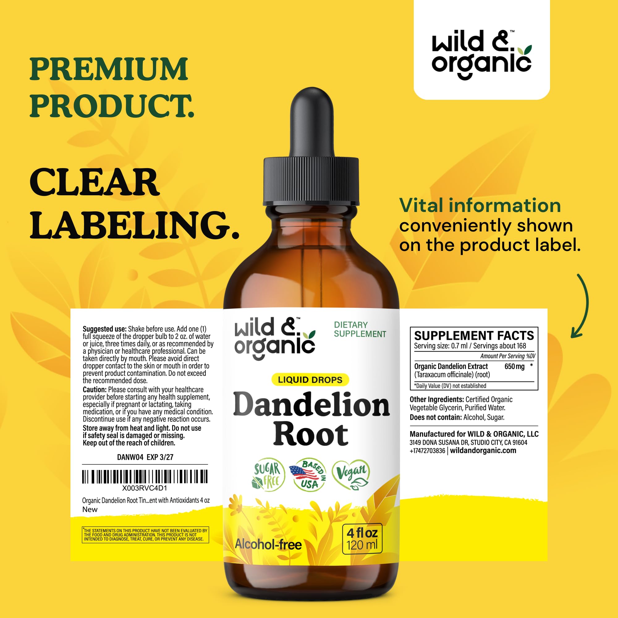 Back label with ingredients and directions for use.