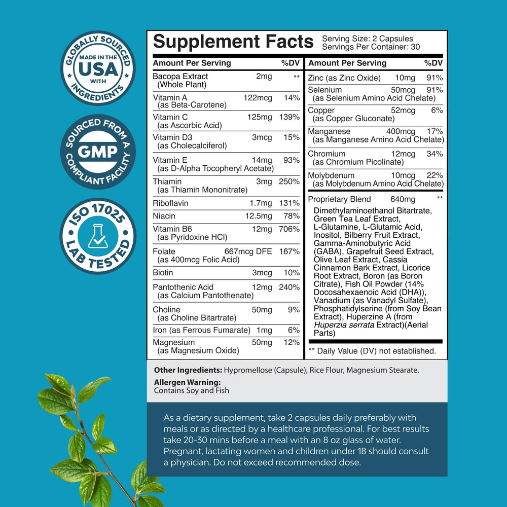 Bacopa monnieri extract used in memory support formula