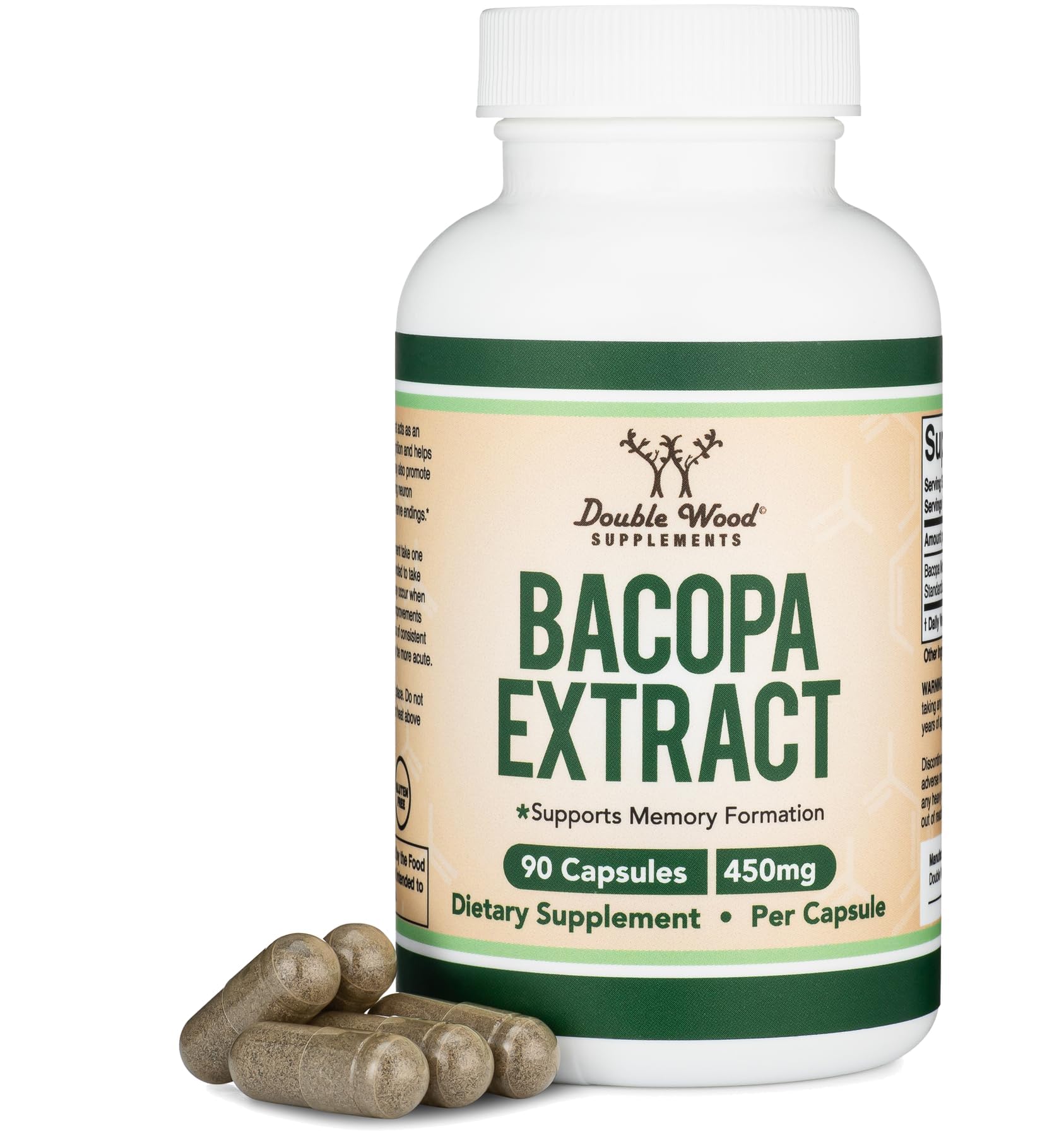 Globally sourced ingredients for Bacopa Monnieri capsules, Non-GMO and gluten-free
