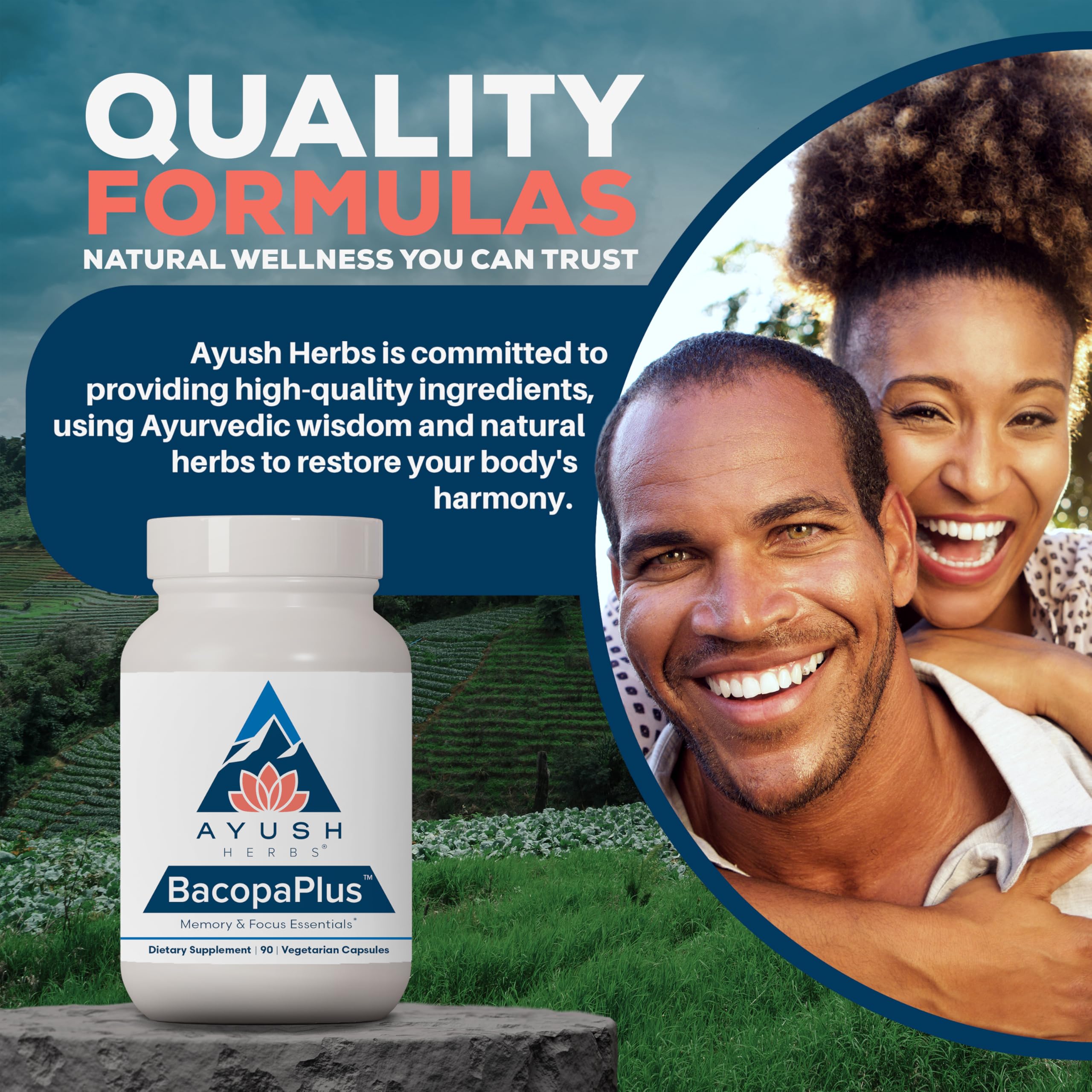 Packaging of Ayush Herbs BacopaPlus bottle