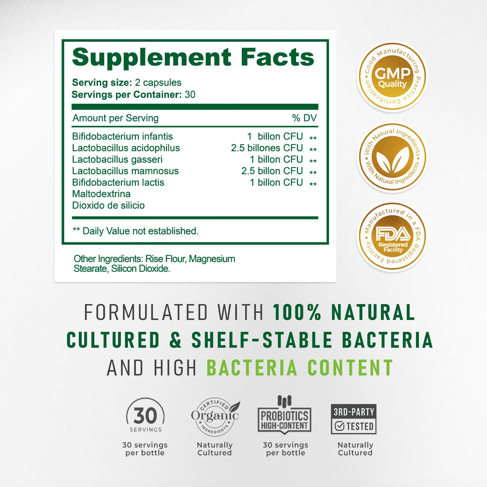 Nutrition facts panel for Bacterium Plus