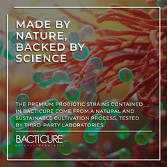 Side view of BACTICURE probiotic capsule