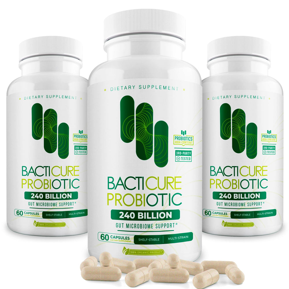 Bacticure Probiotic 180 Capsules bottle – front label