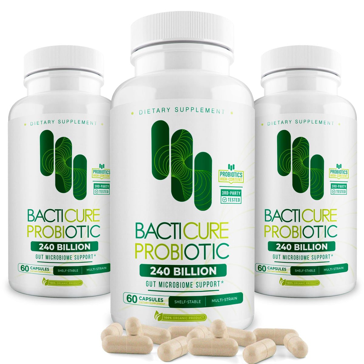 Bacticure Probiotic 180 Capsules bottle – front label