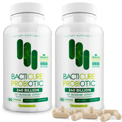 Bacticure Probiotic 120 Capsules bottle with label on display