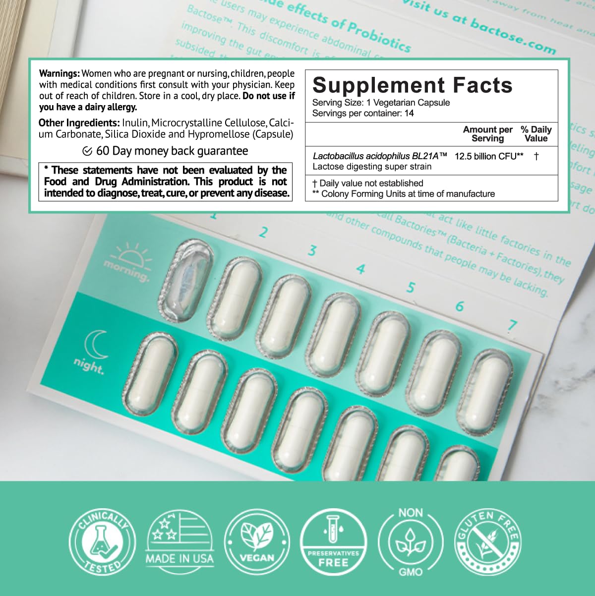 Illustration of gut enzymes produced by Bactose