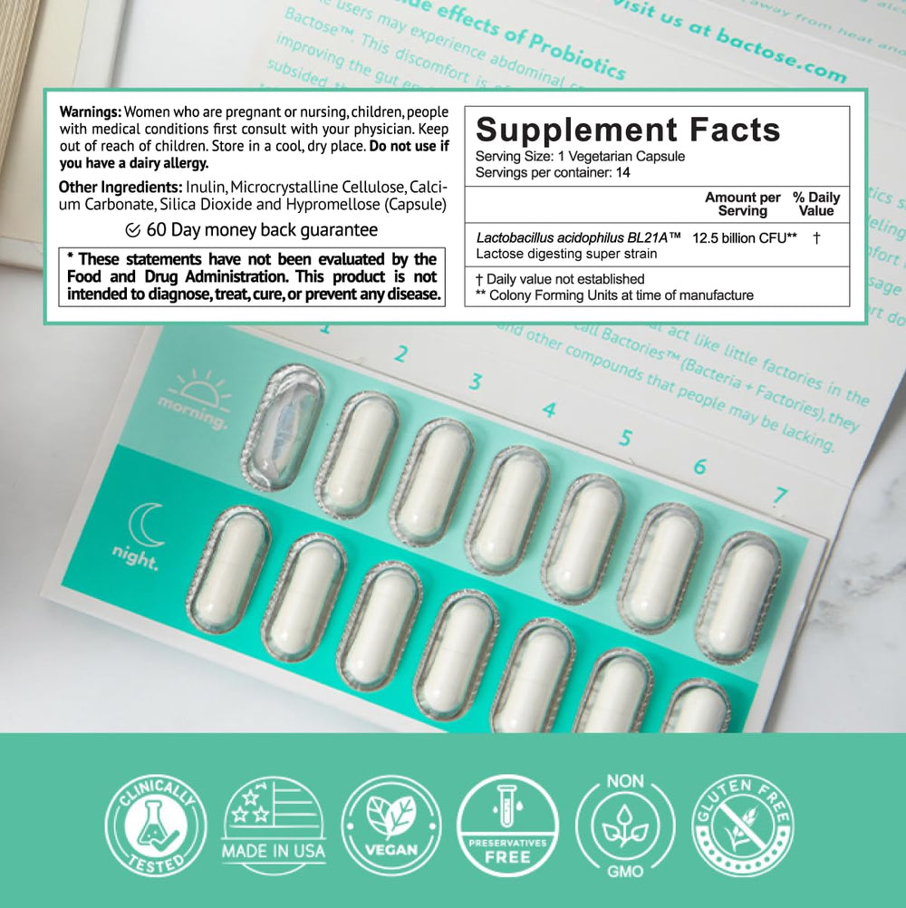 Illustration of gut enzymes produced by Bactose