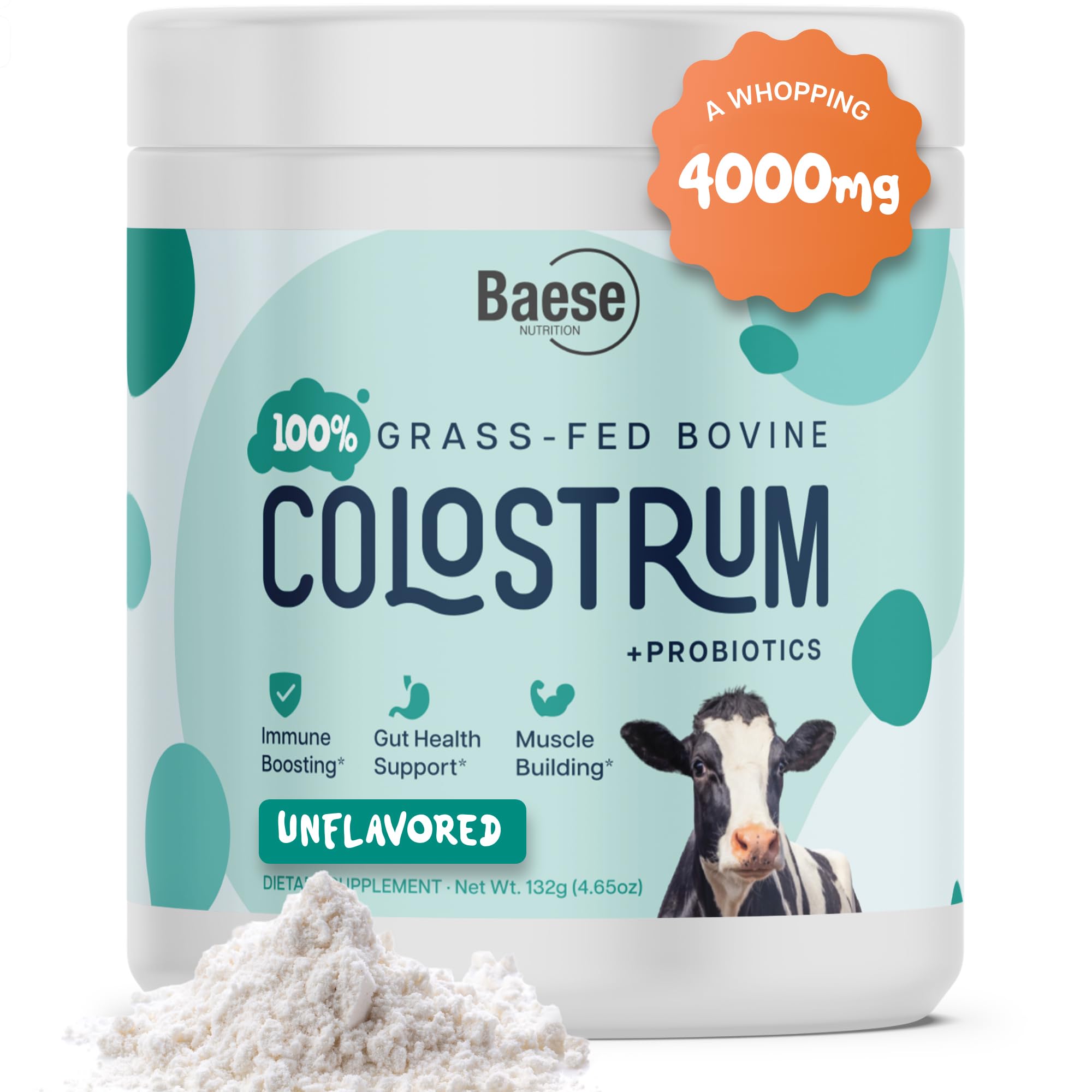 Baese Nutrition Colostrum Powder bottle with 132g and scoop