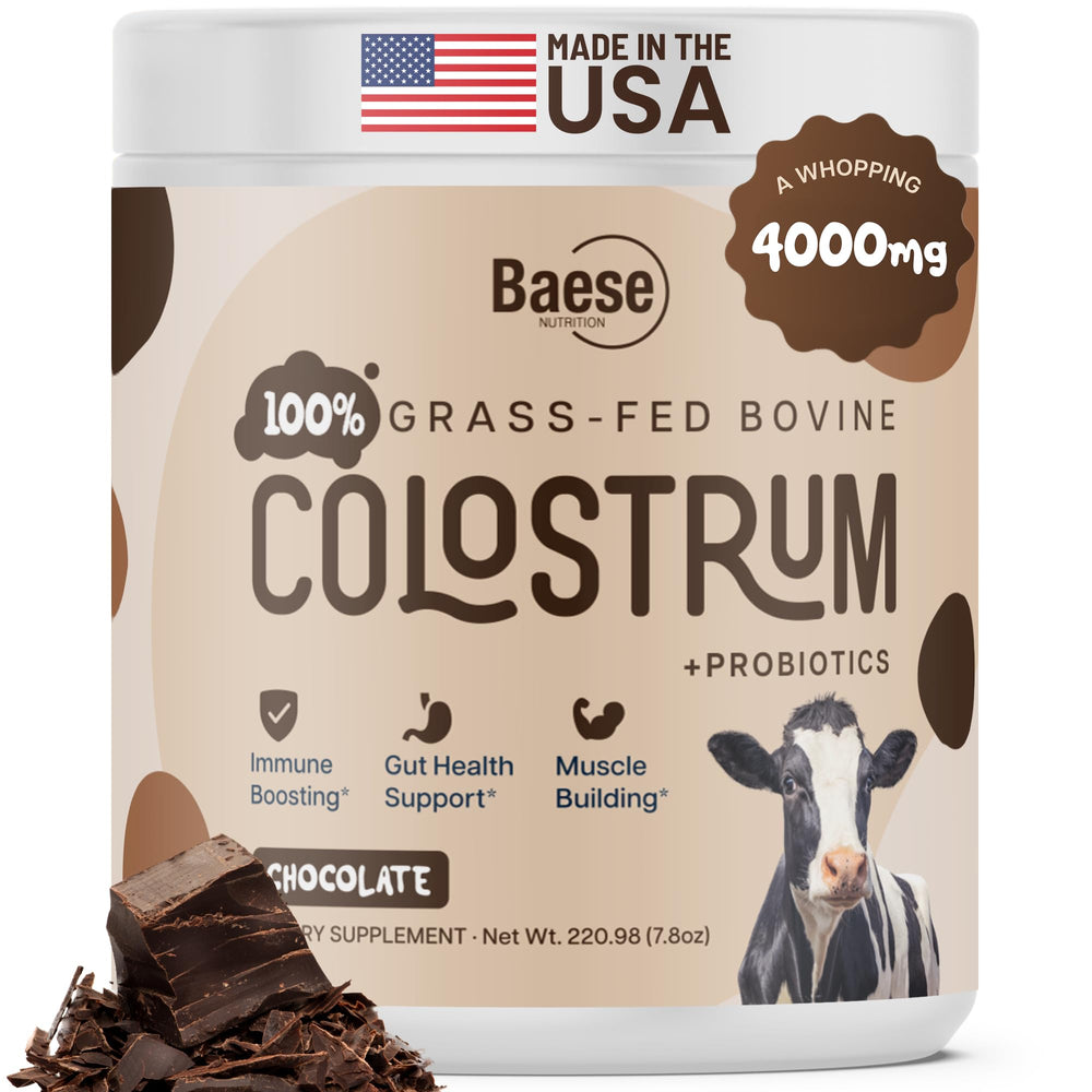 Hero image: Baese Nutrition Organic Chocolate Colostrum Powder 4000mg Grass-Fed Bovine, 220.98 g
