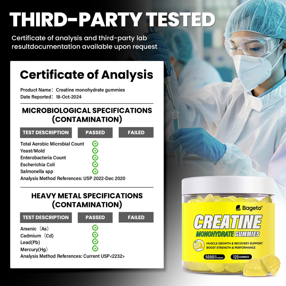 Gummies next to measuring scoop and bottle