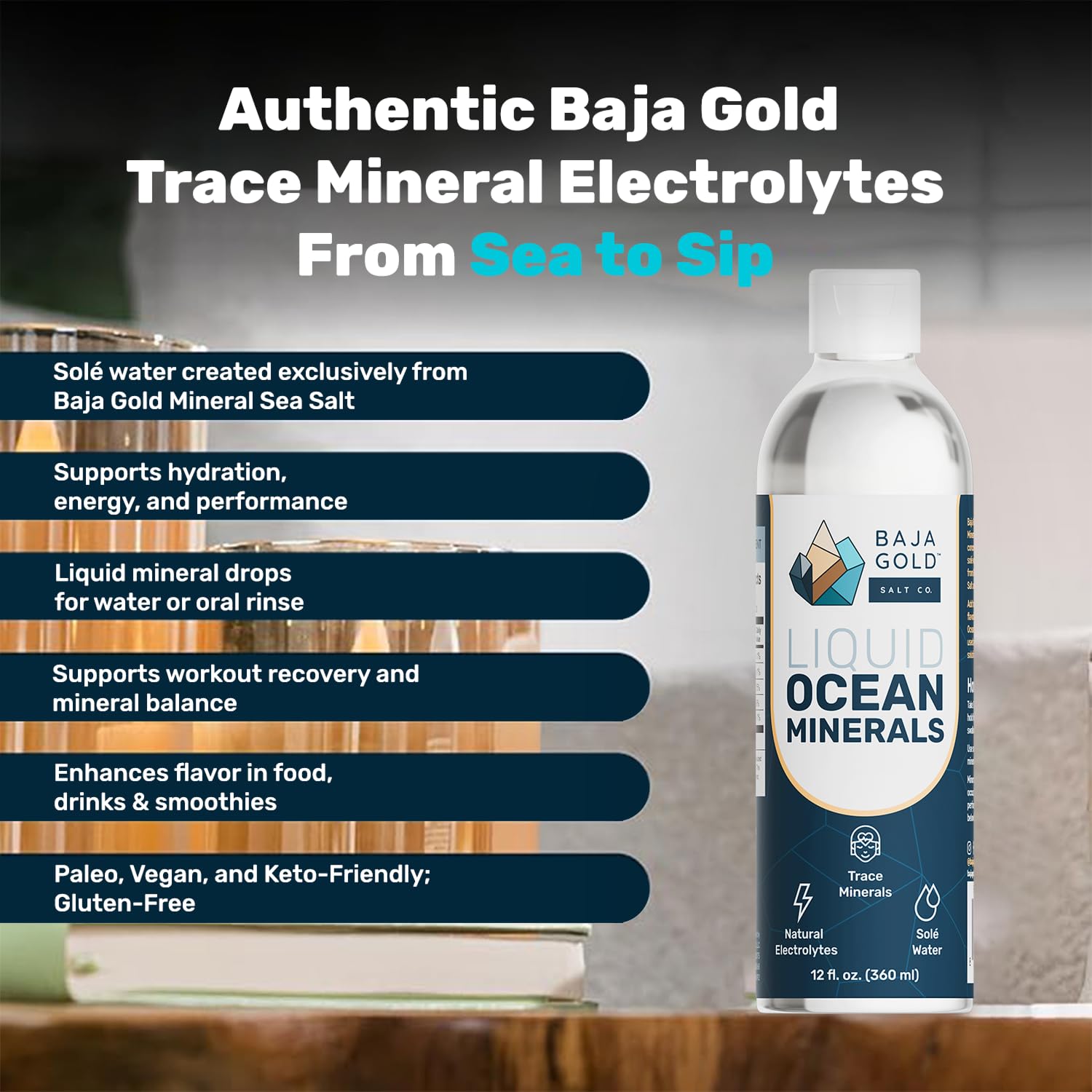 Close-up of Baja Gold liquid trace minerals