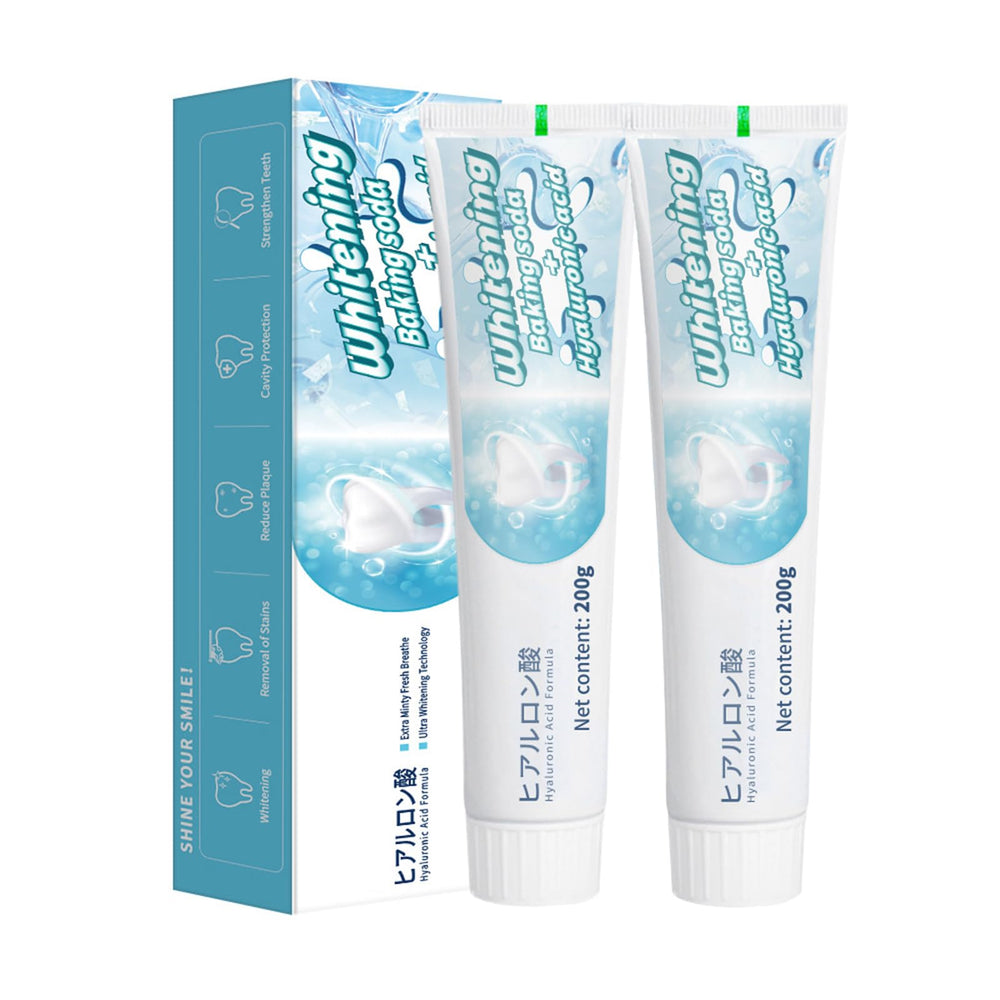 Toothpaste tube with baking soda whitening formula and mint flavor
