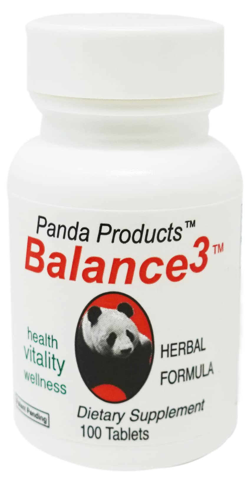 Balance 3 Panda Products herbal formula bottle label