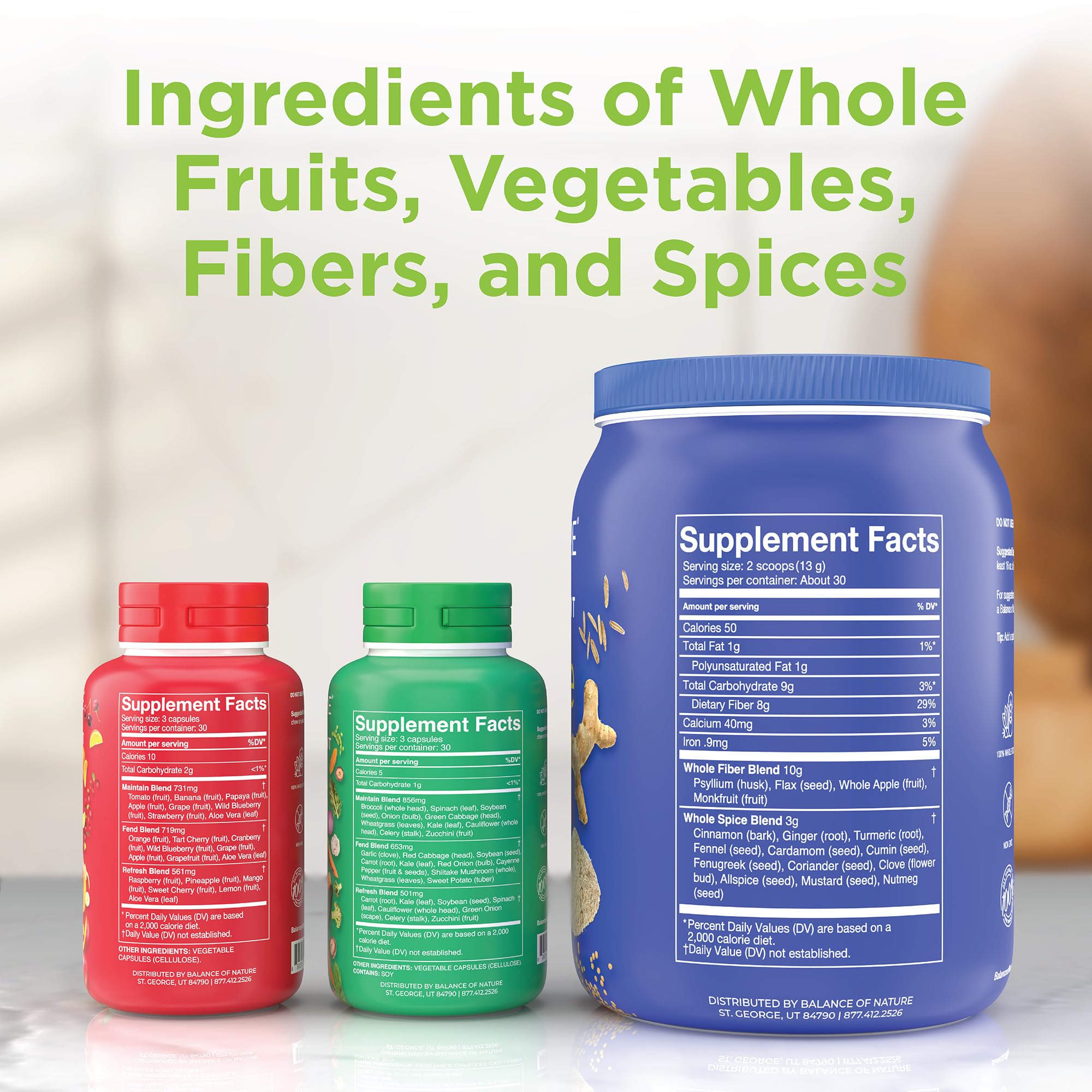 Close-up of Balance of Nature Fruits supplement ingredients