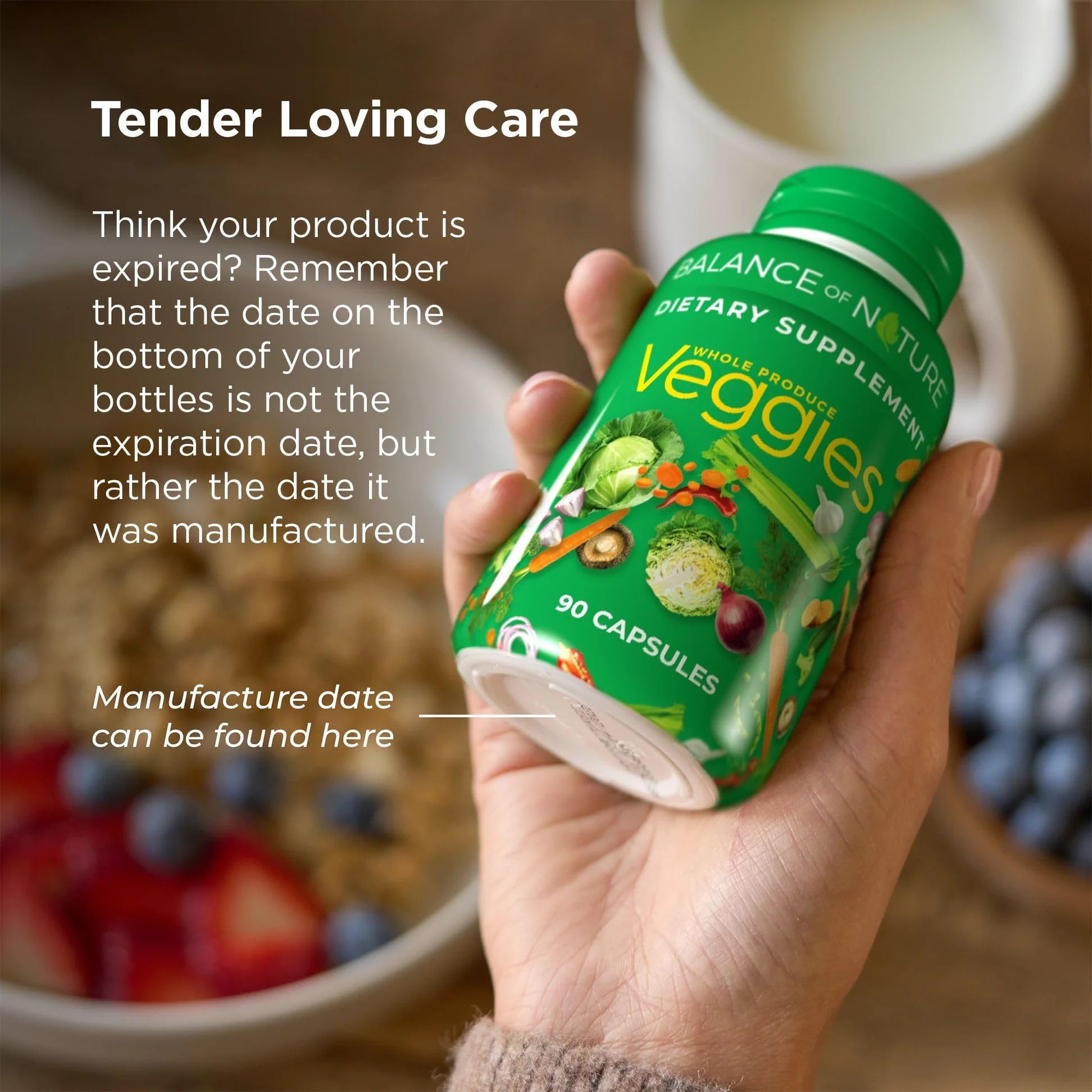 Balance of Nature gluten-free, kosher, vegan label indicating purity and dietary compatibility