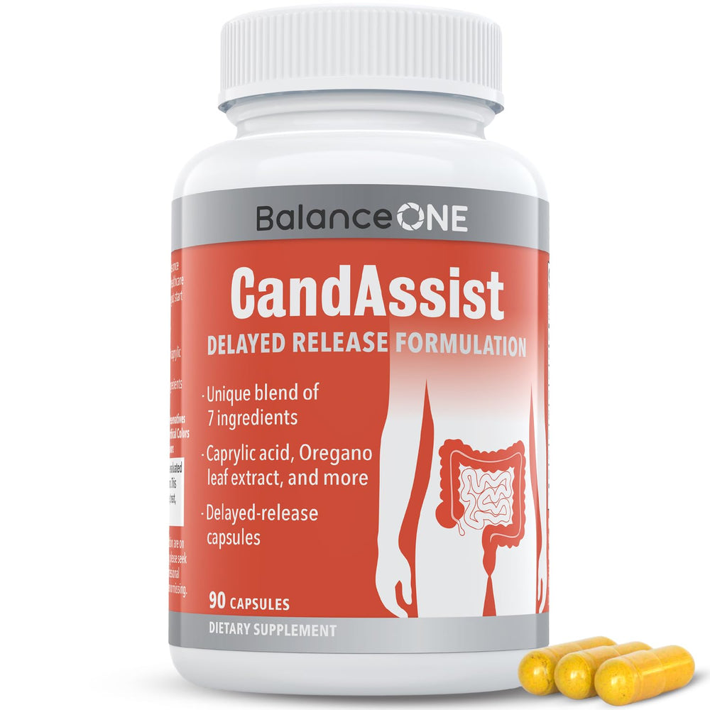 CandAssist Balance ONE Candida Support bottle on a white background