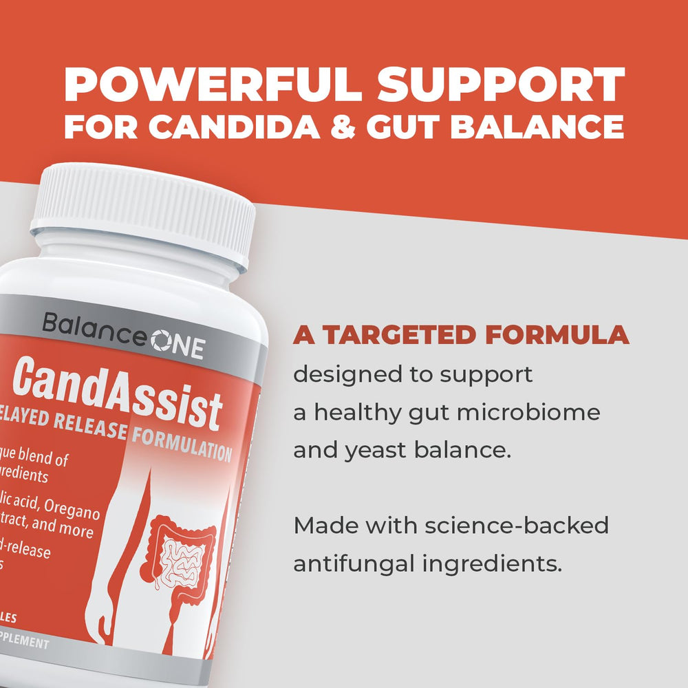 Ingredients schematic showing Caprylic Acid, Berberine, Oregano Leaf Extract