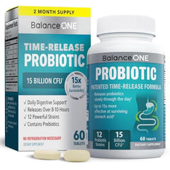 Balance ONE Probiotic bottle on a white background
