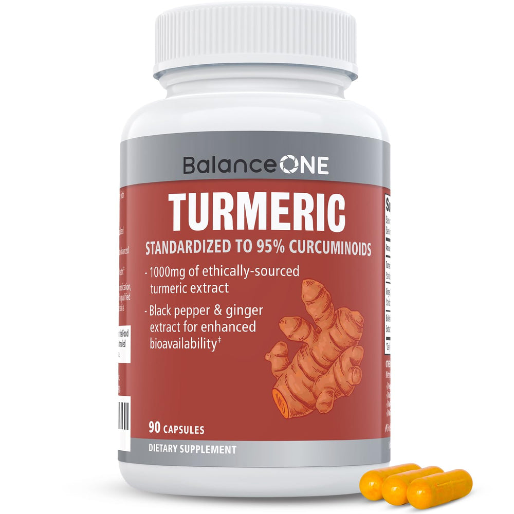 Bottle of Balance ONE Turmeric Extract 1000mg with 95% curcuminoids