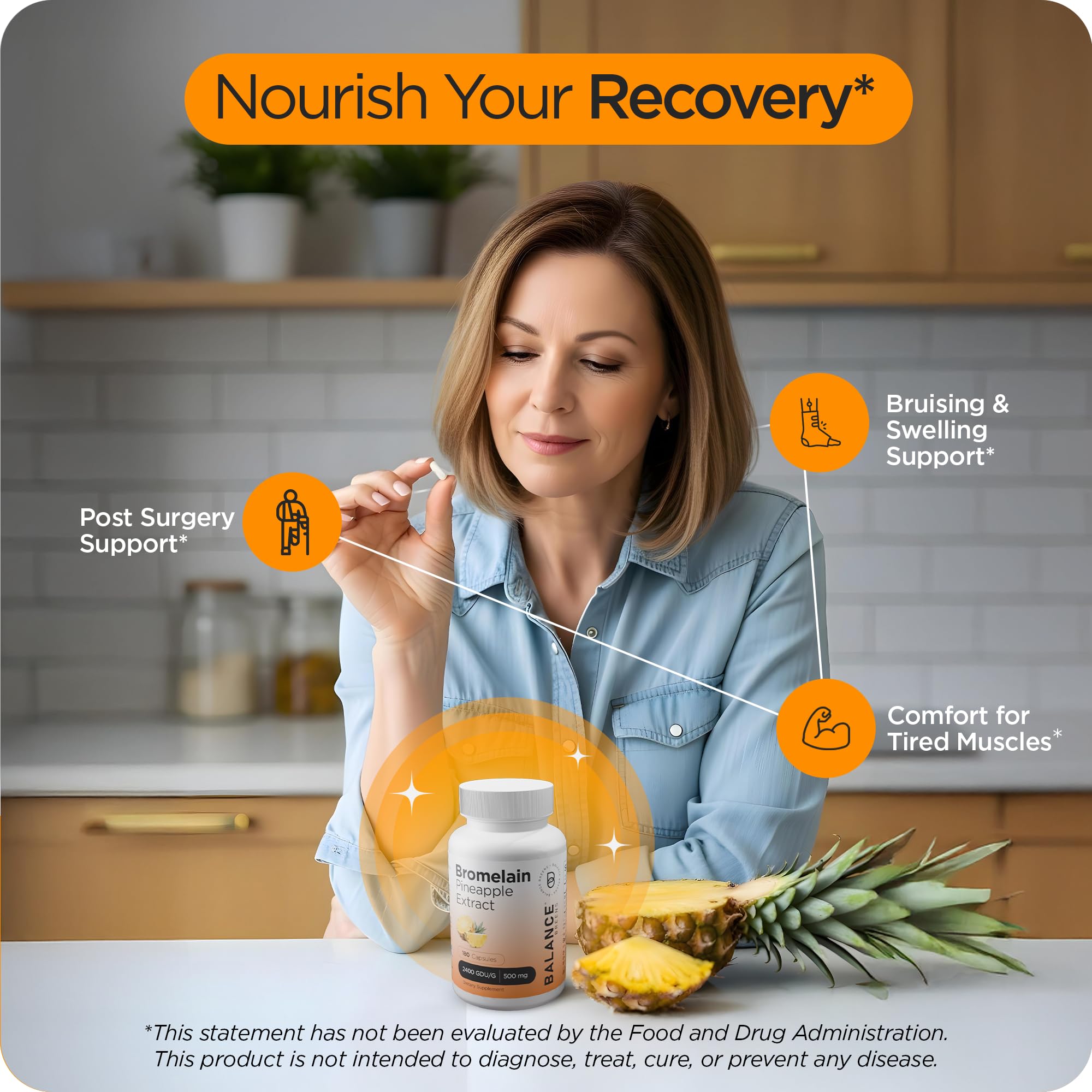 Bottle and capsules arranged for product photography