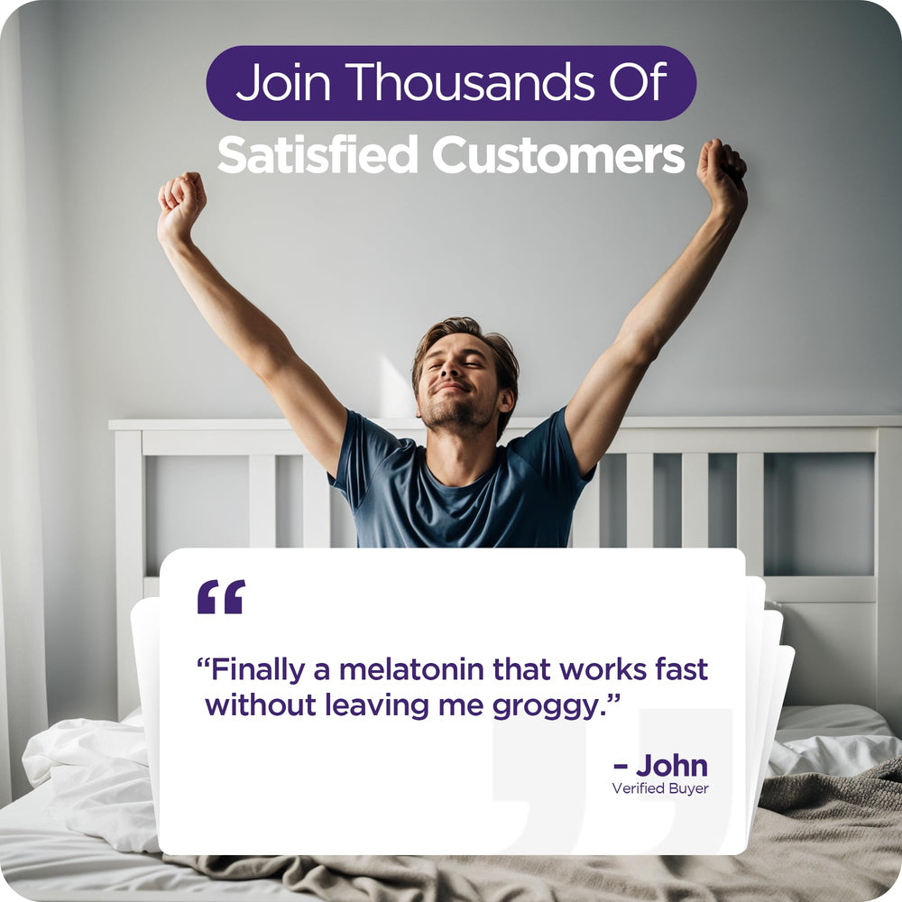 Sleep support imagery with melatonin branding