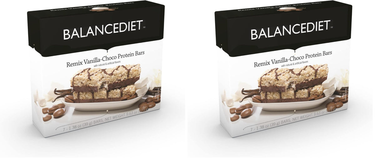 BalanceDiet Remix Vanilla Chocolate bar front view shows 15g protein for a quick, tasty snack.