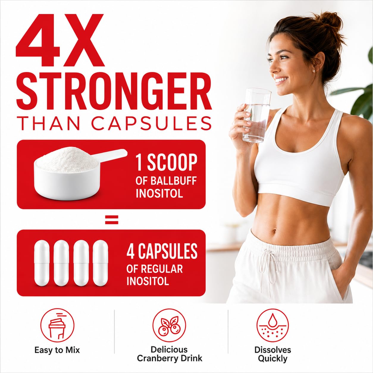 BallBuff lifestyle image woman drinking supplement for daily wellness