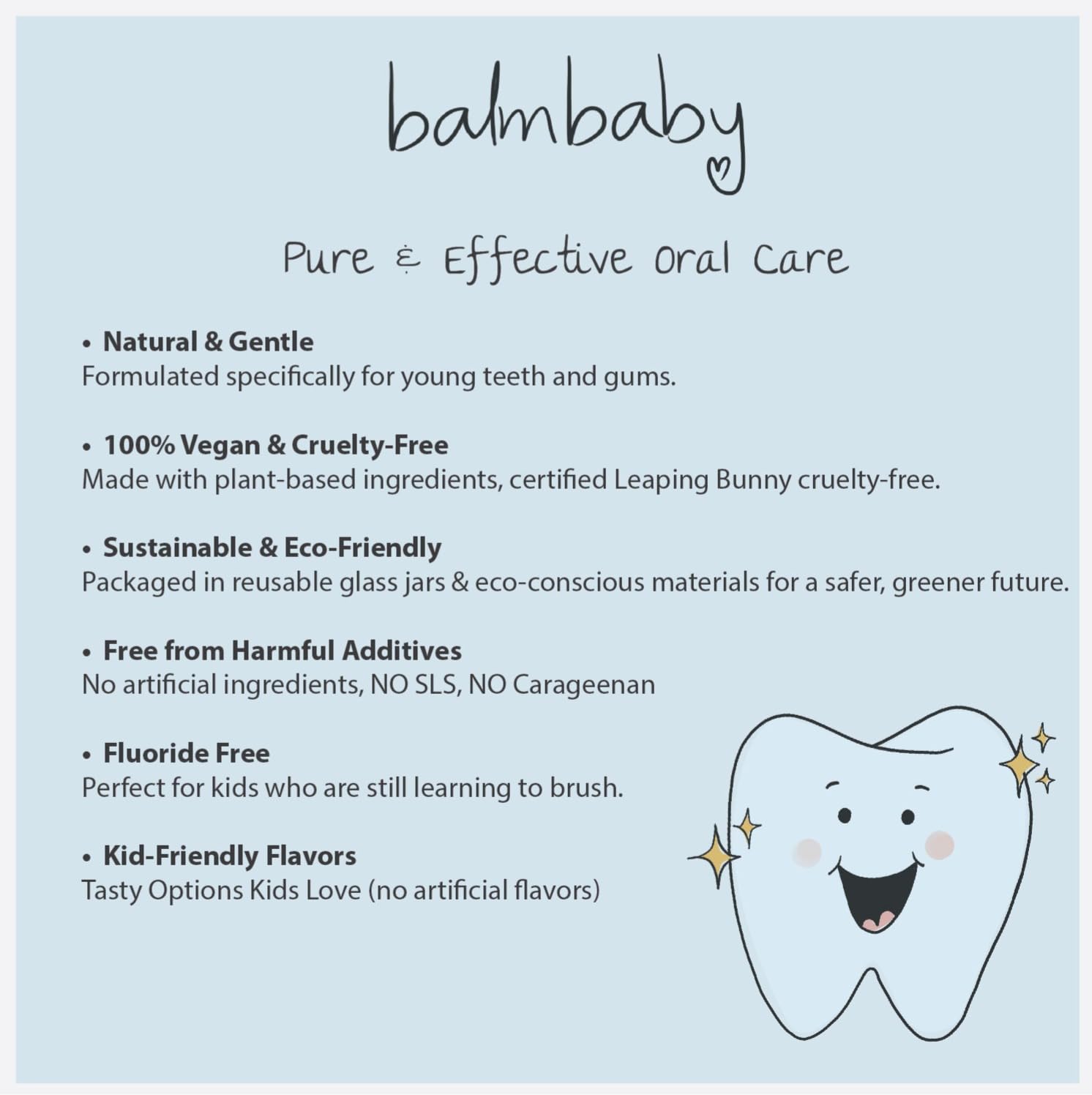 Mint flavor BALM! Baby Kids Natural Toothpaste pump bottle - front view