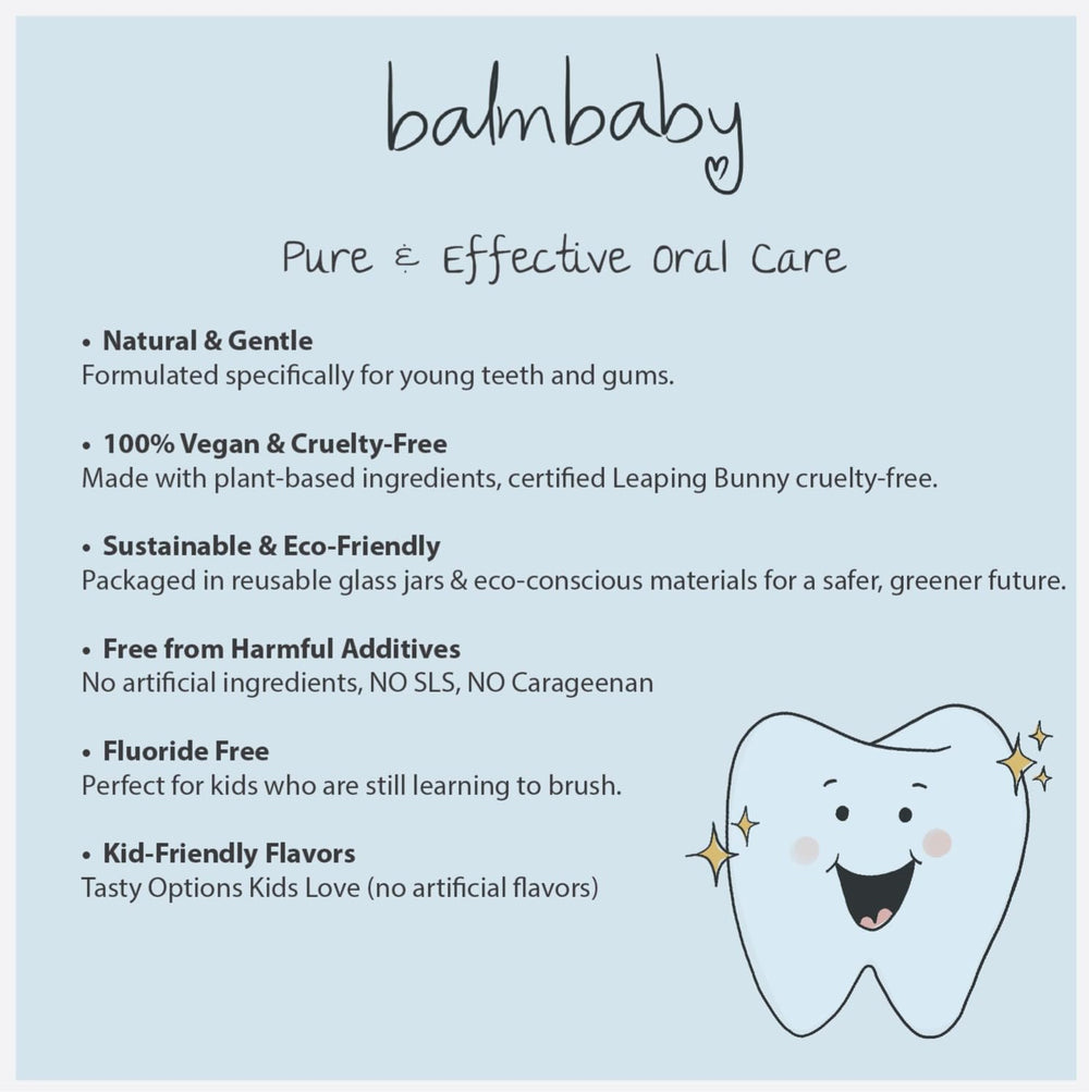Mint flavor BALM! Baby Kids Natural Toothpaste pump bottle - front view